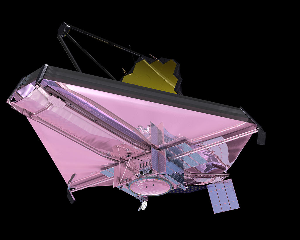 3D Render of JWST with sun illuminating bottom.